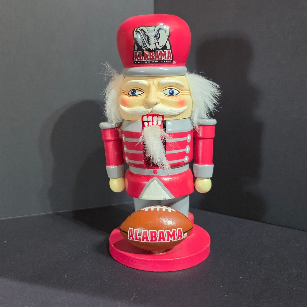 Vtg Alabama Crimson Tide Wooden Football Nutcracker 7.5" Retro NCAA Collectible